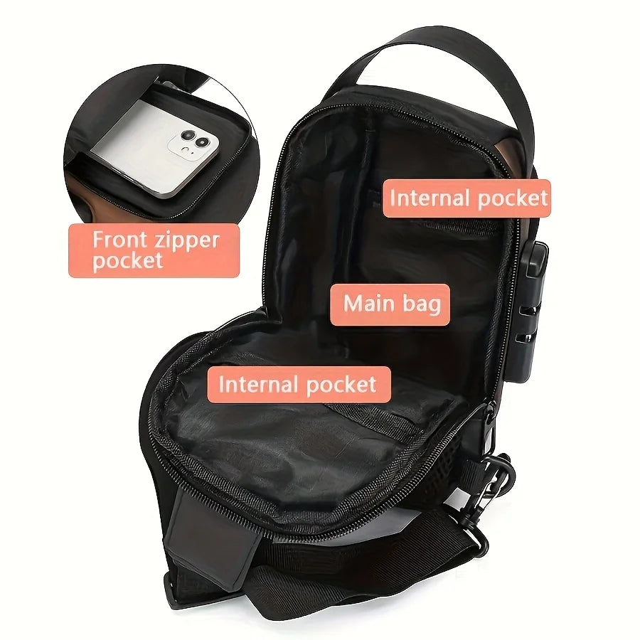 Men's Durable Anti-Theft Sling Bag, Stylish Motorcycle & Casual Sports Crossbody Bag with Phone Pocket for Daily Commute