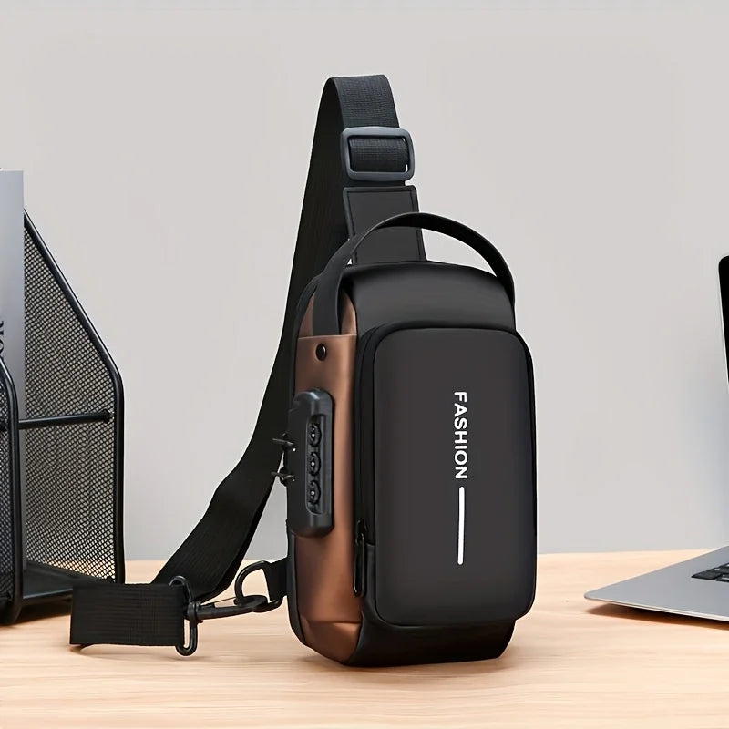 Men's Durable Anti-Theft Sling Bag, Stylish Motorcycle & Casual Sports Crossbody Bag with Phone Pocket for Daily Commute