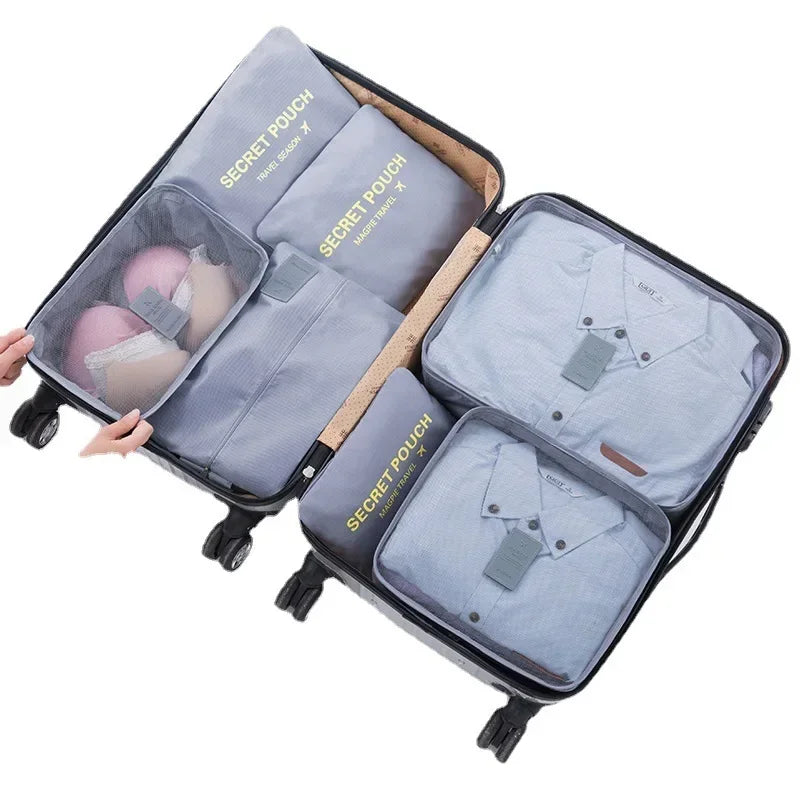 6pcs Travel Organizer Storage Bags Portable Travel Suitcases Organizer Waterproof Luggage Packing Bag Wardrobe Clothes Shoes Bag