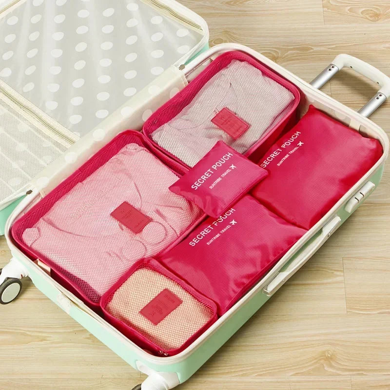 6pcs Travel Organizer Storage Bags Portable Travel Suitcases Organizer Waterproof Luggage Packing Bag Wardrobe Clothes Shoes Bag