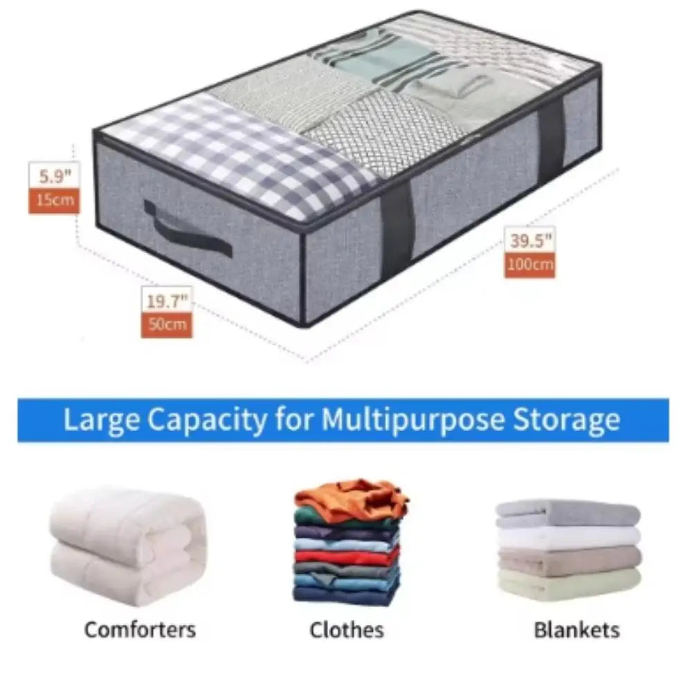 2PCS Household Bed Bottom Storage Box Collapsible Non-Woven Clothing Quilt Toy Blanket Storage Box Storage Bag