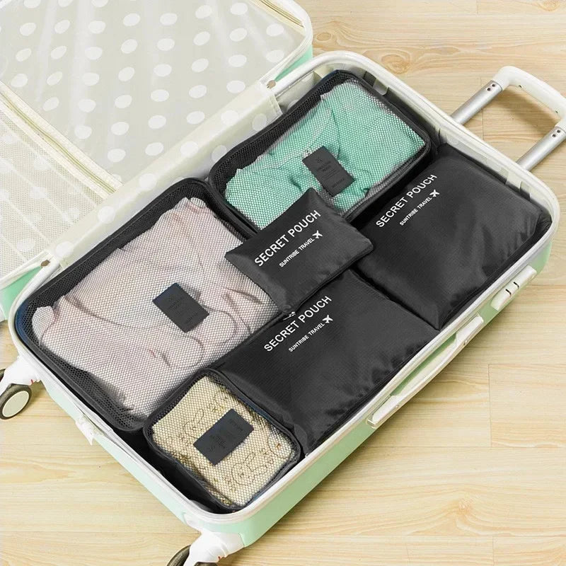 6pcs Travel Organizer Storage Bags Portable Travel Suitcases Organizer Waterproof Luggage Packing Bag Wardrobe Clothes Shoes Bag