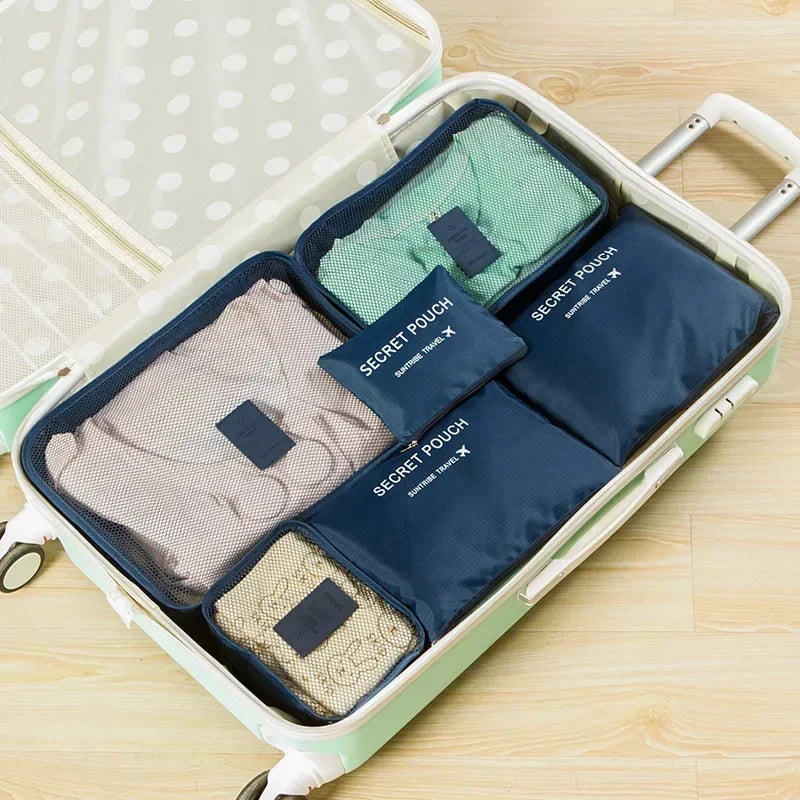 6pcs Travel Organizer Storage Bags Portable Travel Suitcases Organizer Waterproof Luggage Packing Bag Wardrobe Clothes Shoes Bag