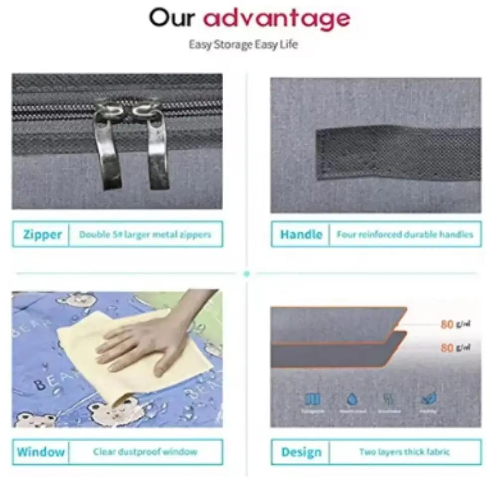 2PCS Household Bed Bottom Storage Box Collapsible Non-Woven Clothing Quilt Toy Blanket Storage Box Storage Bag
