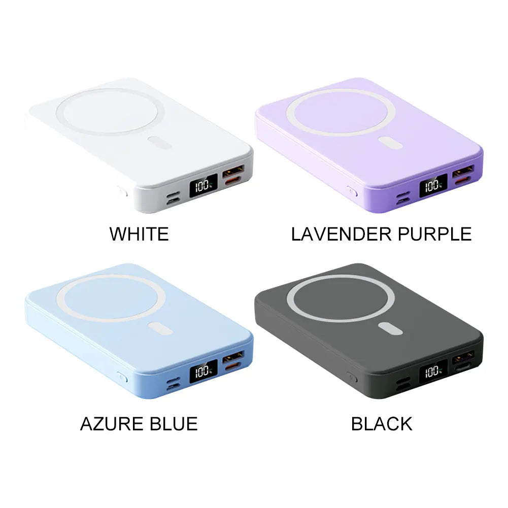 10000mAh 15W Magnetic Power Bank with Folding Stand Portable Wireless Charger Lightweight Spare Battery for Outdoor Travel Camp