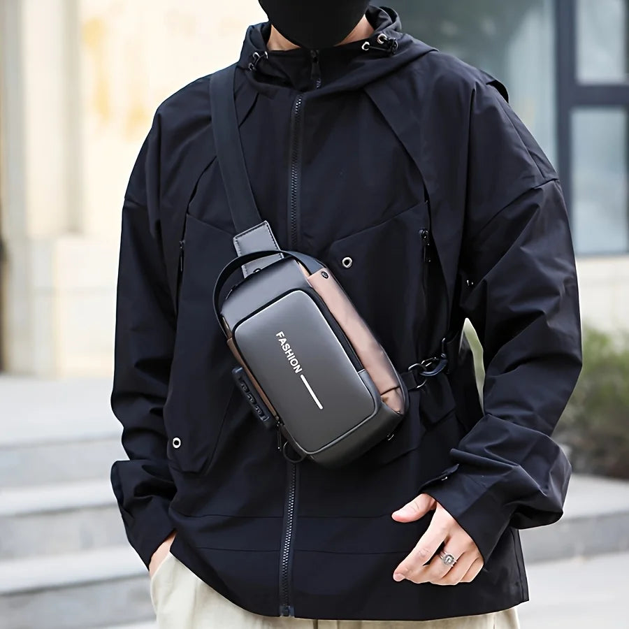 Men's Durable Anti-Theft Sling Bag, Stylish Motorcycle & Casual Sports Crossbody Bag with Phone Pocket for Daily Commute