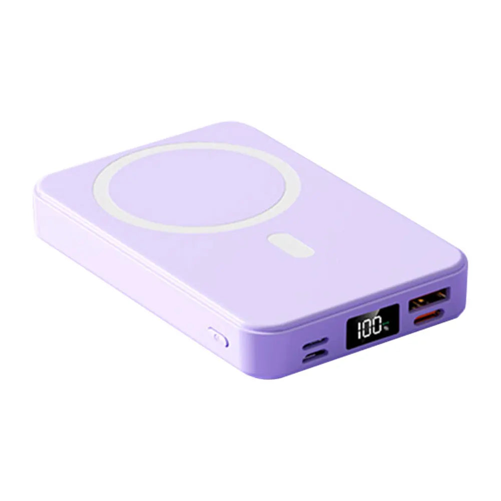 10000mAh 15W Magnetic Power Bank with Folding Stand Portable Wireless Charger Lightweight Spare Battery for Outdoor Travel Camp