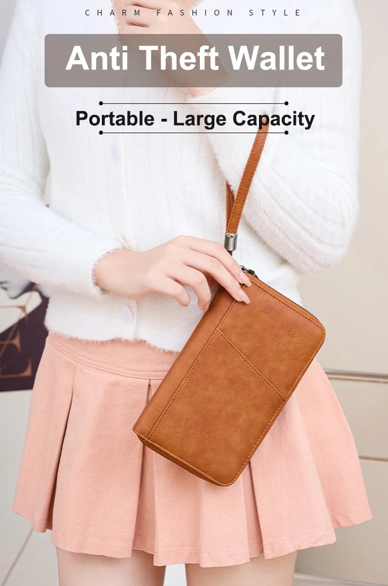 New Travel Passport Clip Wallet Women and Men Multifunctional PU Leather Card Holde RFID Anti Theft Swiping Wallets Storage Bag