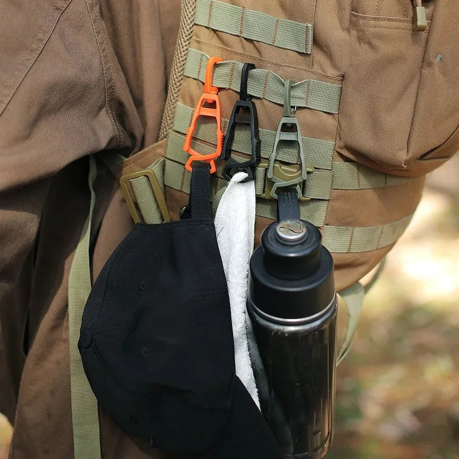 Outdoor glove clip holder for travel and camping.