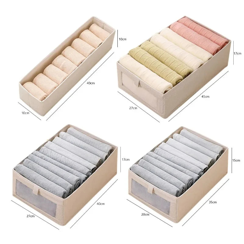 Clothes Storage Box For Household Visible Wardrobe Storage Organizers Bedroom Foldable Boxes Jeans Underwear Pants Organizer Box