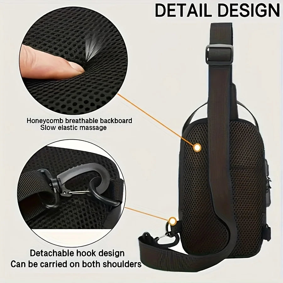 Men's Durable Anti-Theft Sling Bag, Stylish Motorcycle & Casual Sports Crossbody Bag with Phone Pocket for Daily Commute