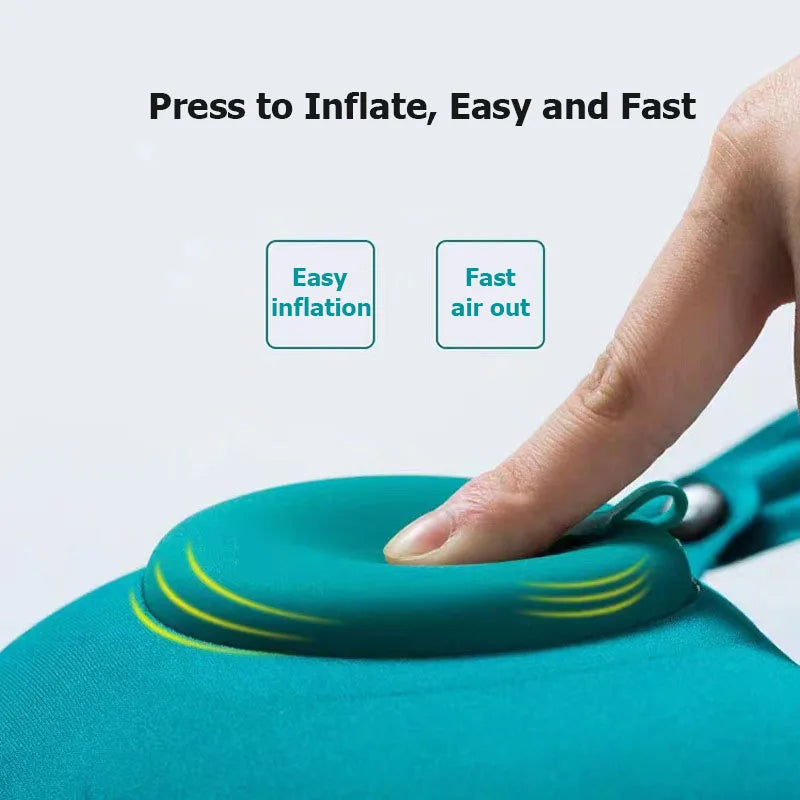 U-shape inflatable neck travel pillow