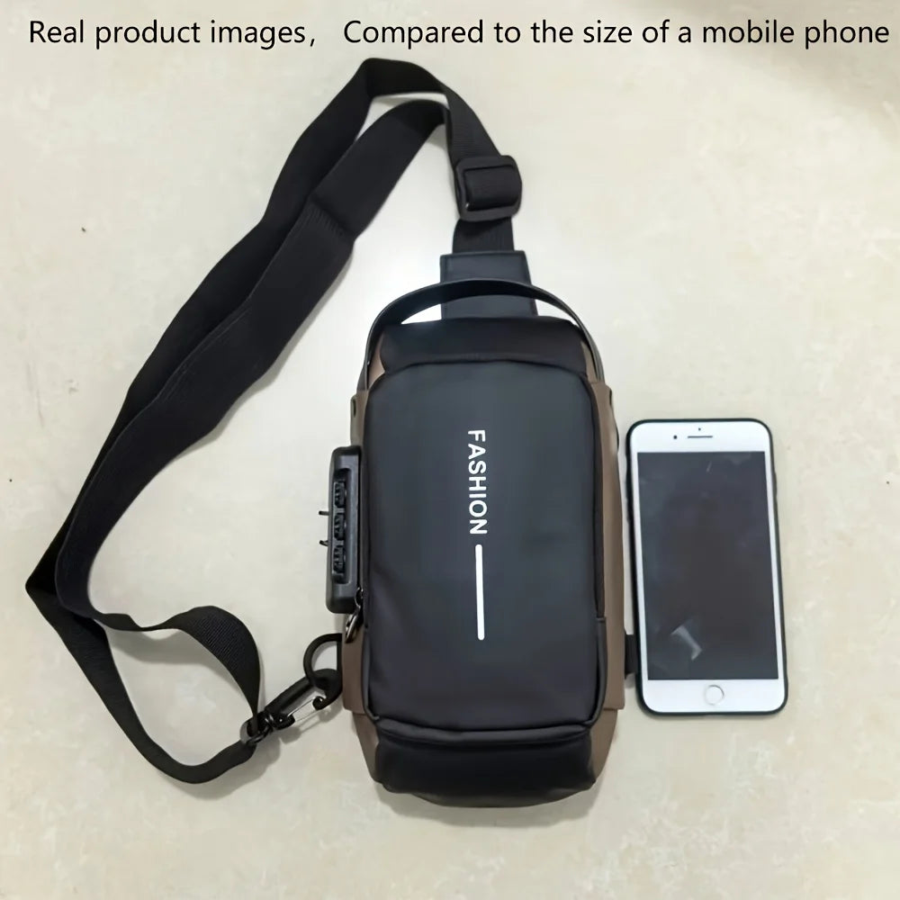 Men's Durable Anti-Theft Sling Bag, Stylish Motorcycle & Casual Sports Crossbody Bag with Phone Pocket for Daily Commute