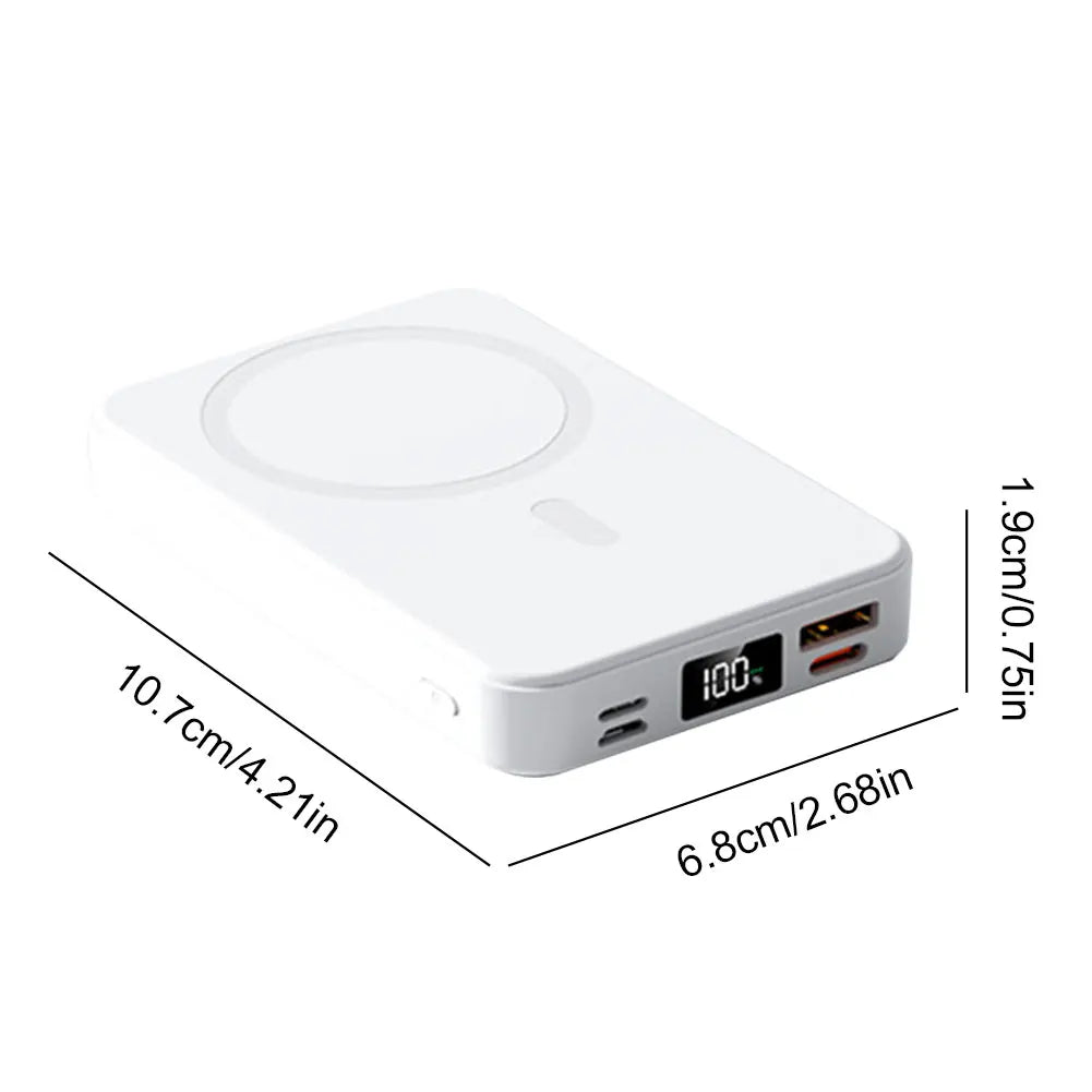 10000mAh 15W Magnetic Power Bank with Folding Stand Portable Wireless Charger Lightweight Spare Battery for Outdoor Travel Camp