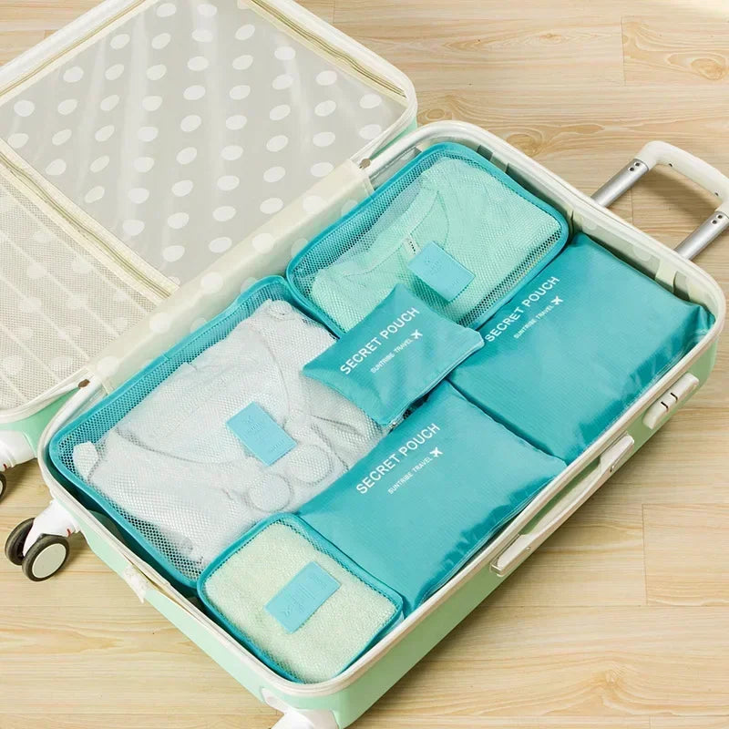 6pcs Travel Organizer Storage Bags Portable Travel Suitcases Organizer Waterproof Luggage Packing Bag Wardrobe Clothes Shoes Bag