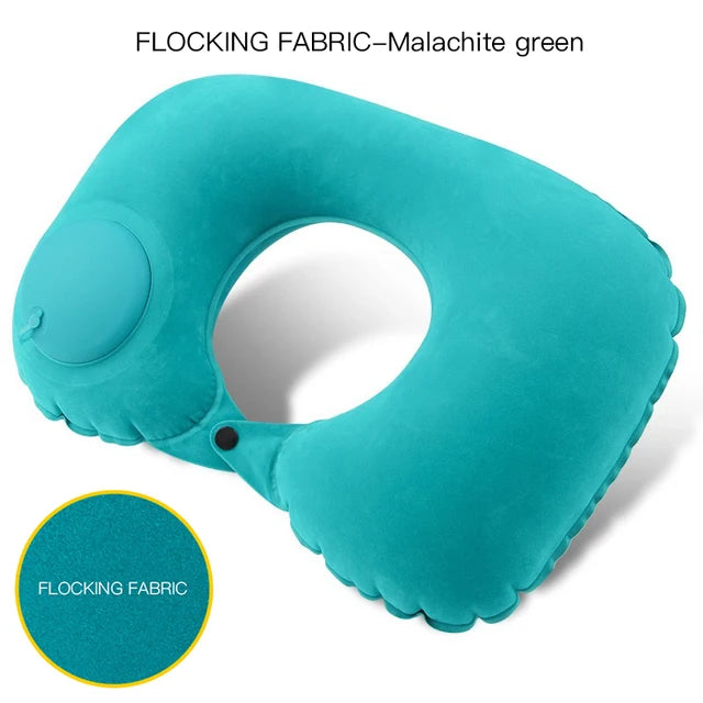 U-shape inflatable neck travel pillow
