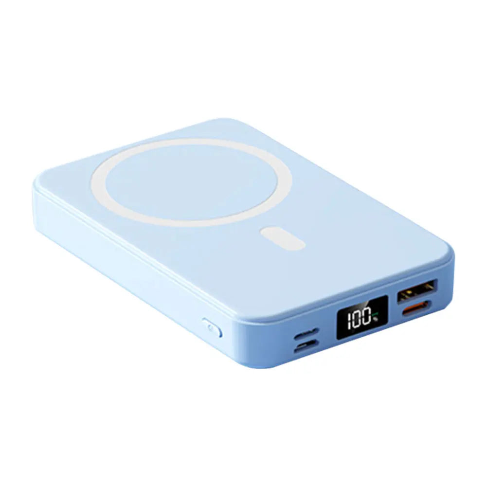 10000mAh 15W Magnetic Power Bank with Folding Stand Portable Wireless Charger Lightweight Spare Battery for Outdoor Travel Camp