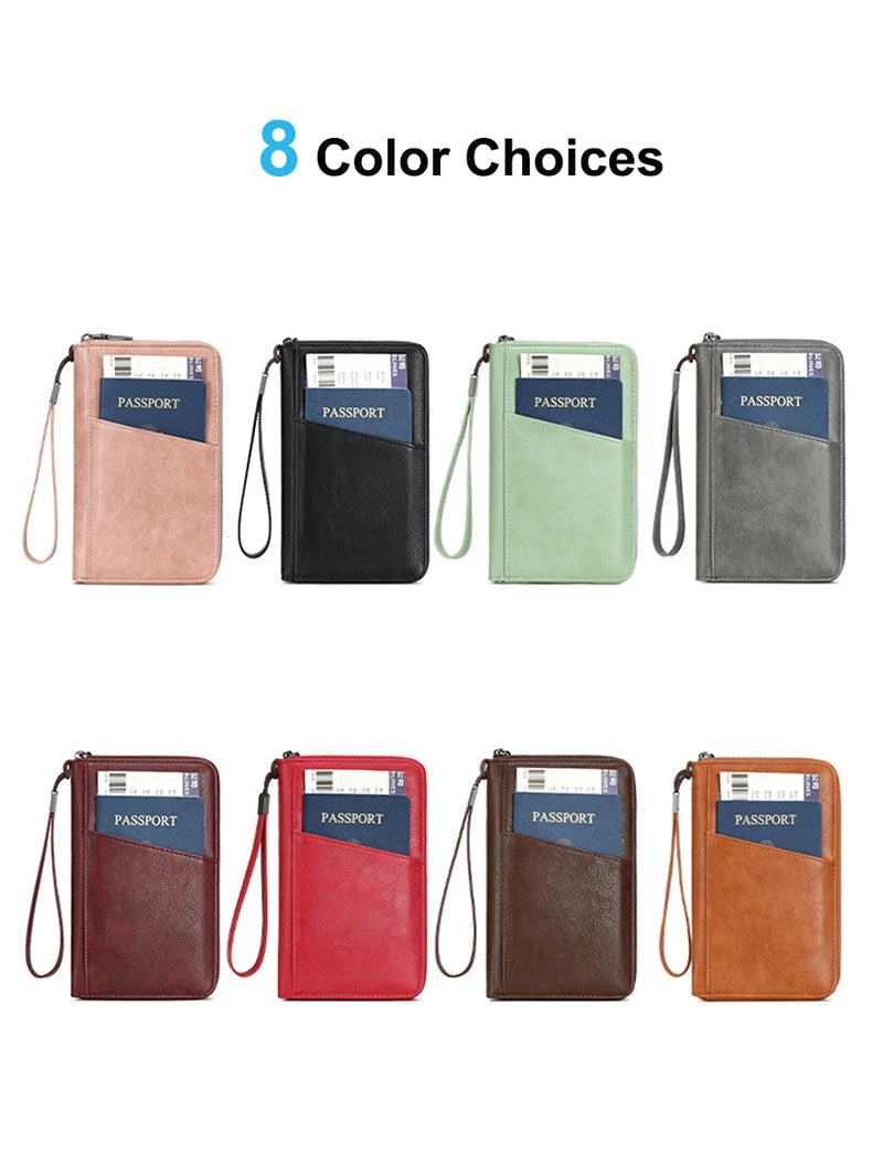 New Travel Passport Clip Wallet Women and Men Multifunctional PU Leather Card Holde RFID Anti Theft Swiping Wallets Storage Bag
