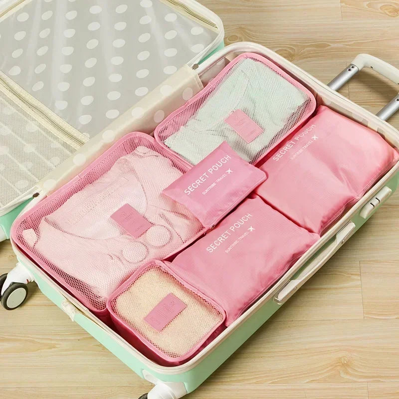 6pcs Travel Organizer Storage Bags Portable Travel Suitcases Organizer Waterproof Luggage Packing Bag Wardrobe Clothes Shoes Bag