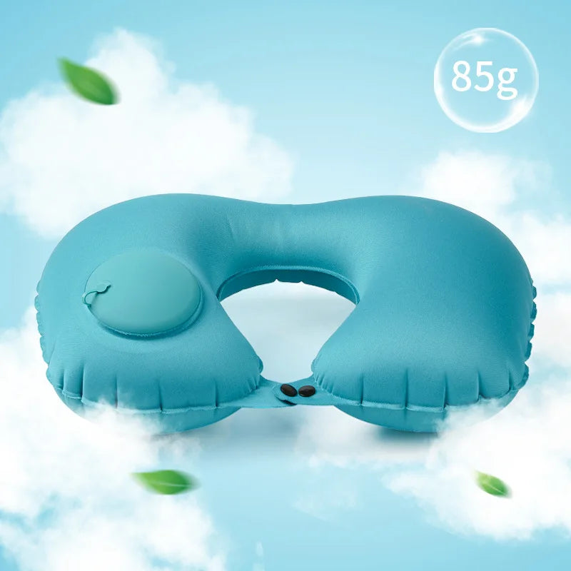 U-shape inflatable neck travel pillow