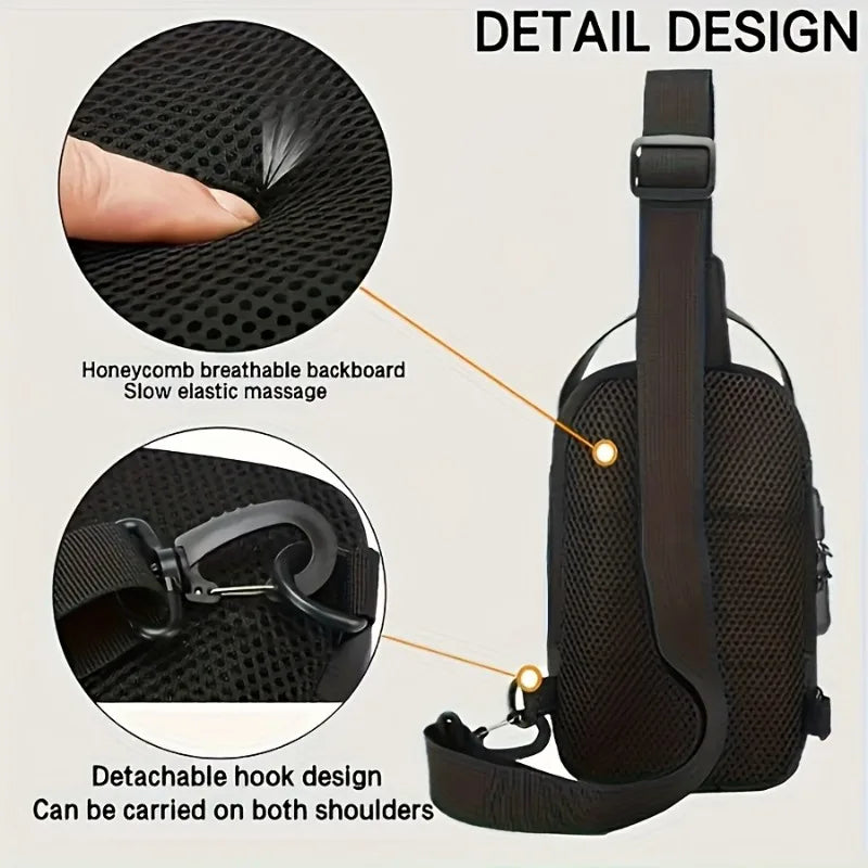 Men's Durable Anti-Theft Sling Bag, Stylish Motorcycle & Casual Sports Crossbody Bag with Phone Pocket for Daily Commute