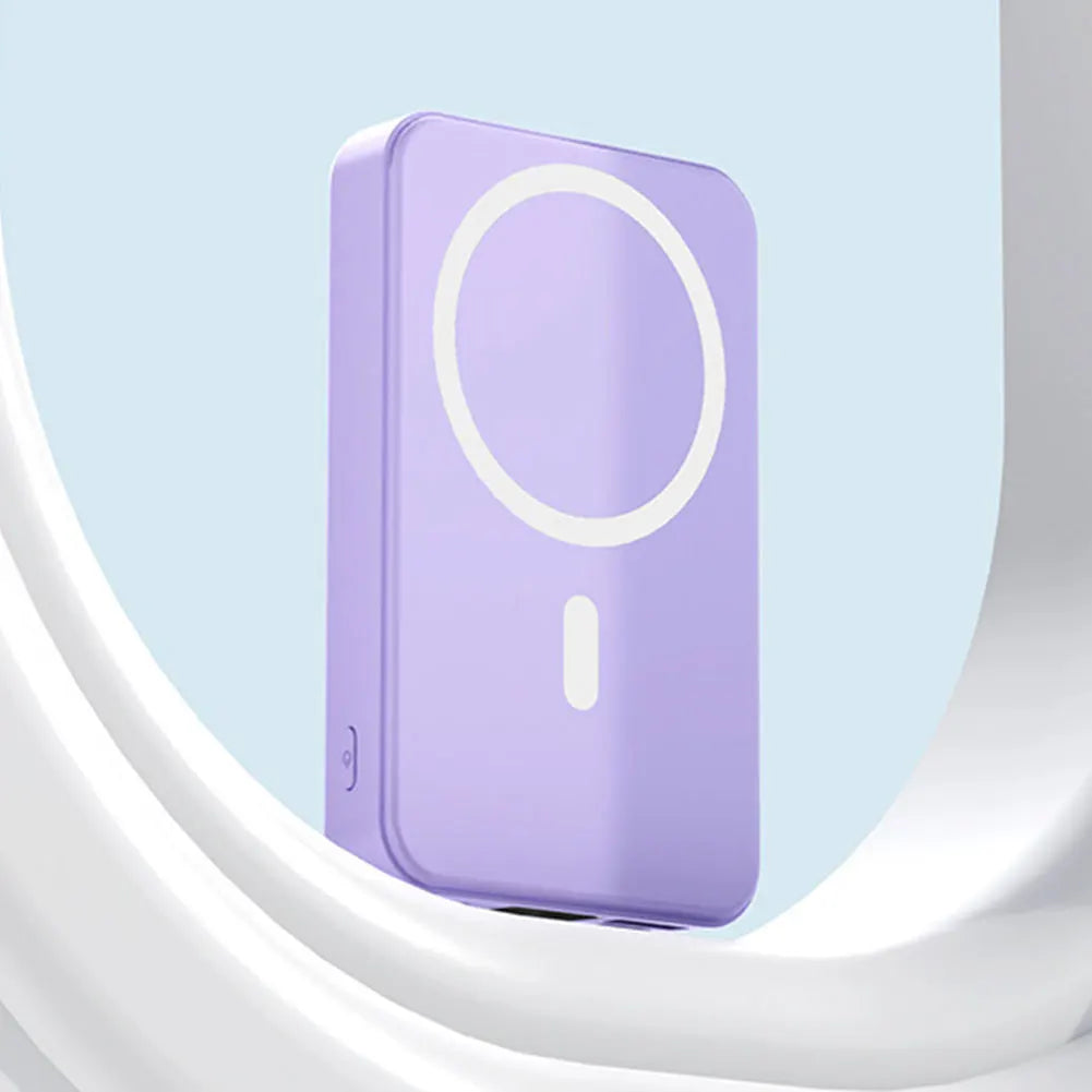 10000mAh 15W Magnetic Power Bank with Folding Stand Portable Wireless Charger Lightweight Spare Battery for Outdoor Travel Camp