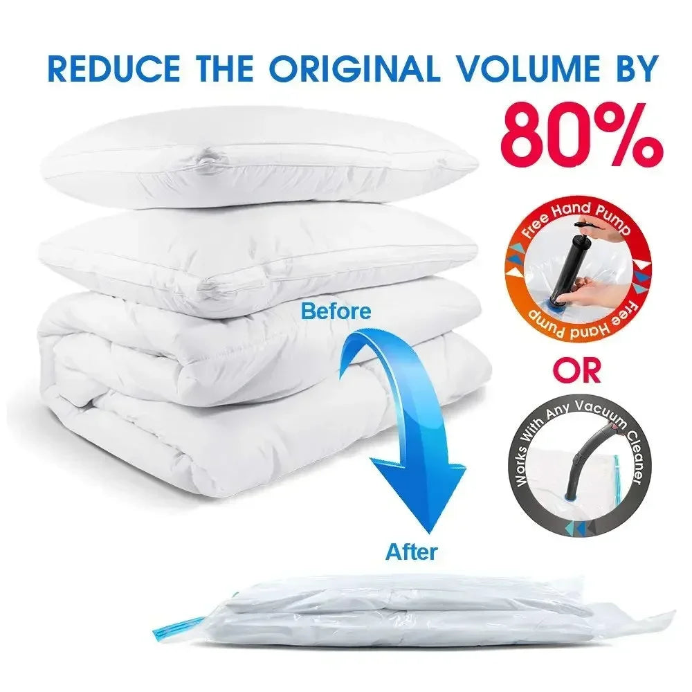 1/3/5PCS Vacuum Bag and Pump Cover for Clothes Storing Large Plastic Compression Empty Bag Travel Accessories Storage Container