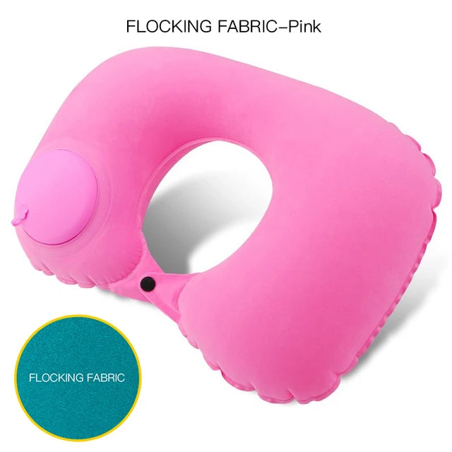 U-shape inflatable neck travel pillow
