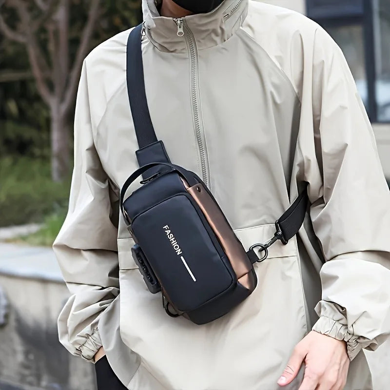Men's Durable Anti-Theft Sling Bag, Stylish Motorcycle & Casual Sports Crossbody Bag with Phone Pocket for Daily Commute