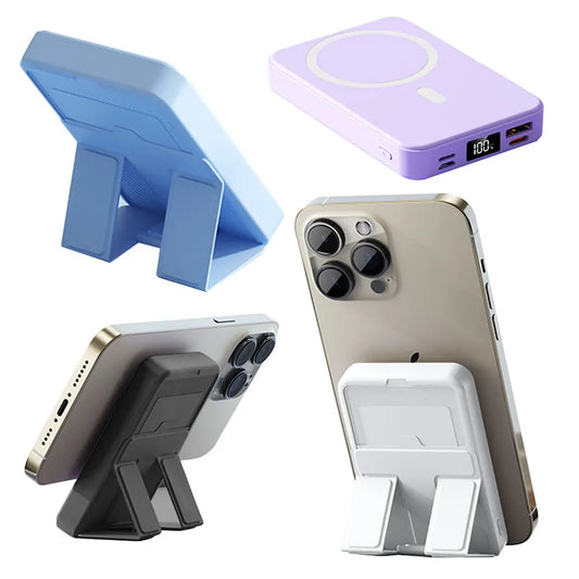 10000mAh 15W Magnetic Power Bank with Folding Stand Portable Wireless Charger Lightweight Spare Battery for Outdoor Travel Camp