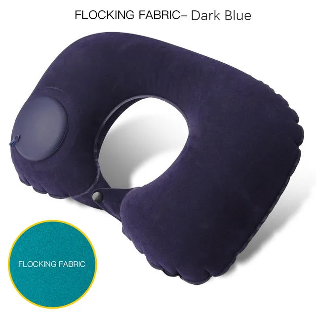 U-shape inflatable neck travel pillow