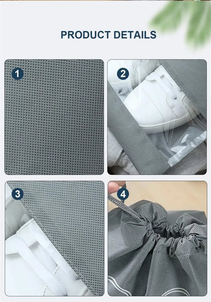 5/10pcs Shoes Storage Bag Closet Organizer Non Woven Travel Portable Bag Waterproof Pocket Clothing Classified Draw Hanging Bag
