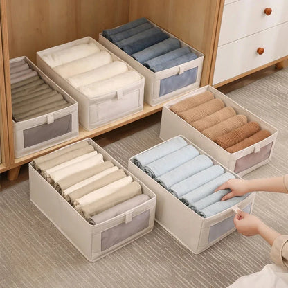 Clothes Storage Box For Household Visible Wardrobe Storage Organizers Bedroom Foldable Boxes Jeans Underwear Pants Organizer Box