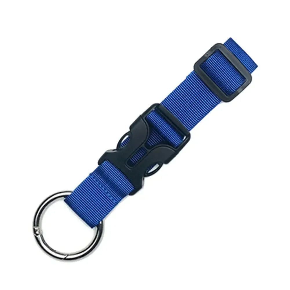 Portable travel luggage strap for securing bags and jackets to suitcases.