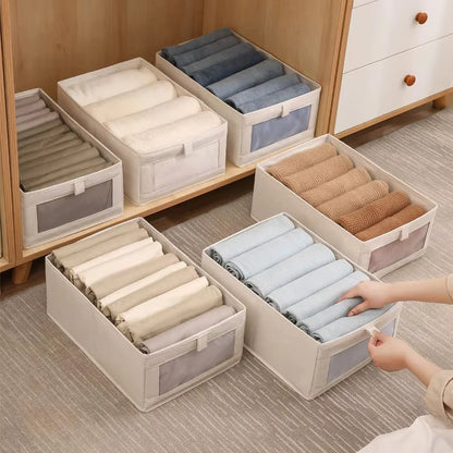 Clothes Storage Box For Household Visible Wardrobe Storage Organizers Bedroom Foldable Boxes Jeans Underwear Pants Organizer Box